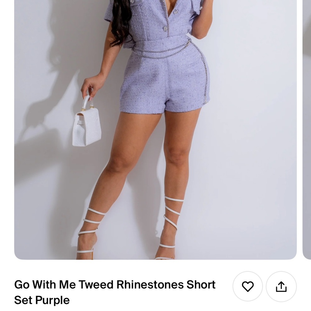 Go With Me Tweed Rhinestones Short